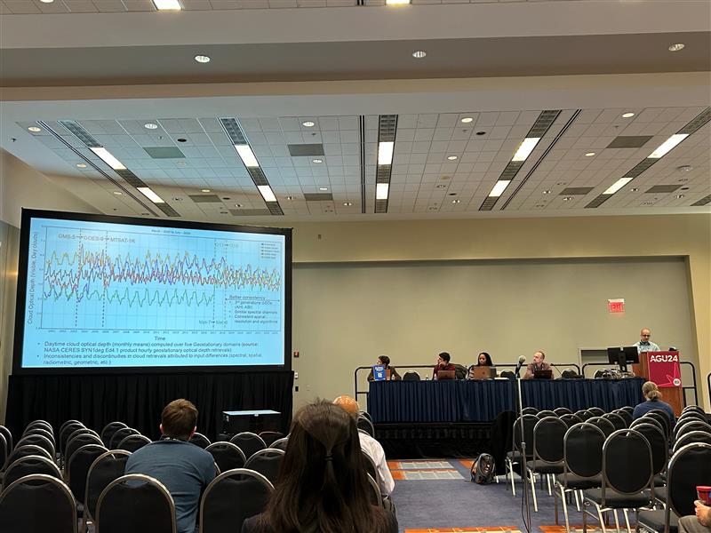 CPF Deputy Project Scientist Raj Bhatt delivers a presentation at the Fall AGU Annual Meeting in December 2024.